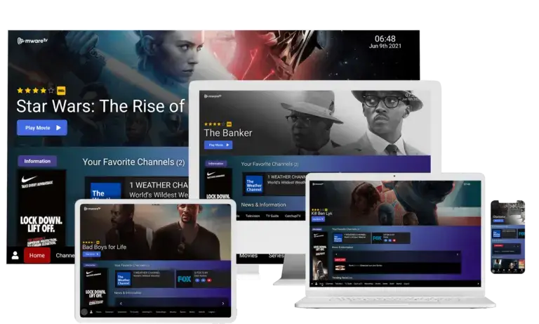 Watch IPTV on all devices – Smart TV, laptop, tablet, and smartphone with premium movies and live channels